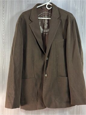 Tommy Bahama Brown Ribbed Blazer Silk Cotton Blend‎ 2 Button Dress Coat Men’s XL